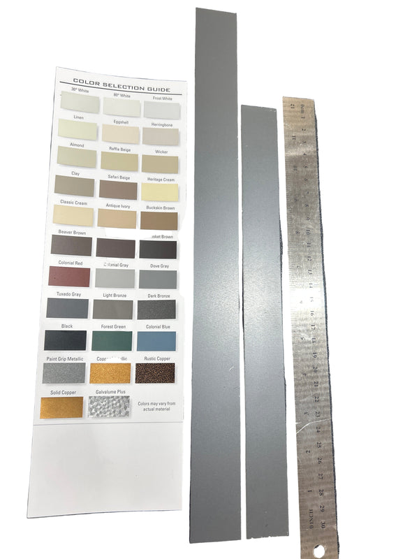 Professional aluminum downspout straps in white showing three straps arranged in fan pattern downspout bands brackets gutter pipe clamps